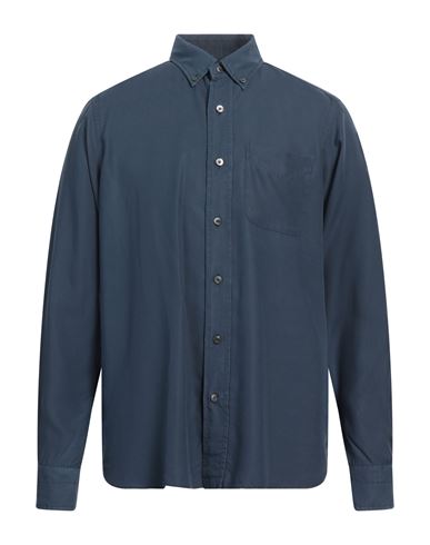 Tom Ford Man Shirt Slate Blue Size 17 Lyocell In Blue