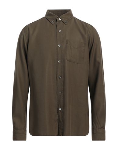 Tom Ford Man Shirt Military Green Size 17 Lyocell In Green