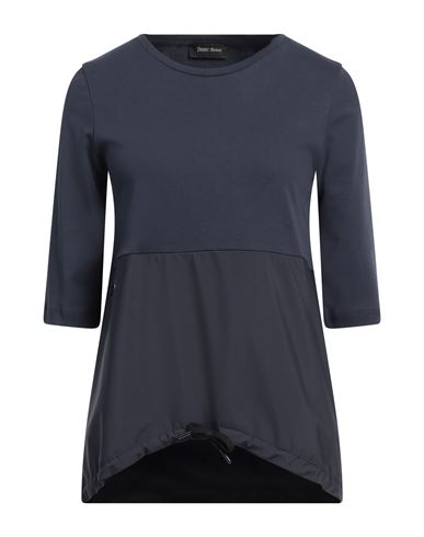 Herno Woman T-shirt Navy Size 4 Cotton, Polyester In Navy Blue