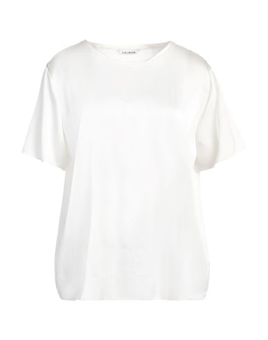 Caliban Woman Top White Size 12 Silk, Elastane In White