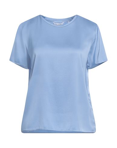 Caliban Woman Top Blue Size 6 Silk, Elastane In Blue