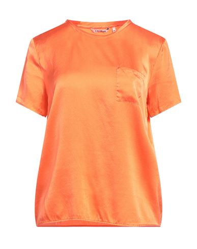 Caliban Woman Top Orange Size 10 Silk, Elastane In Orange