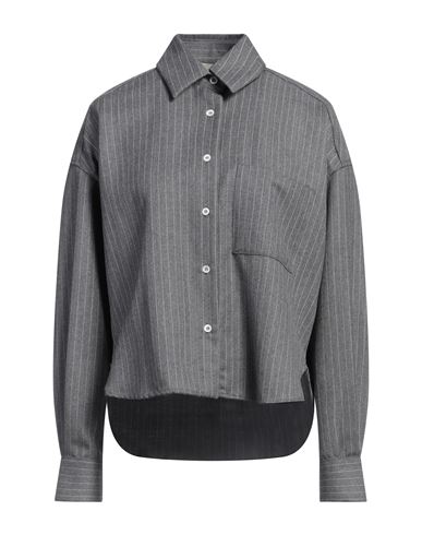 Shop Laneus Woman Shirt Grey Size 8 Wool, Elastane
