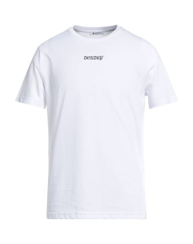 Dondup Man T-shirt White Size M Cotton In Metallic