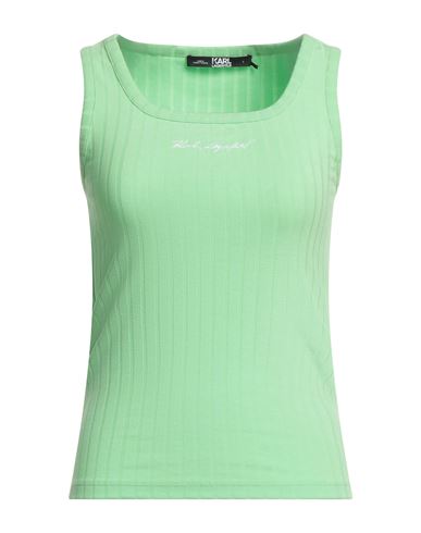 Karl Lagerfeld Woman Tank Top Light Green Size L Polyester, Viscose, Elastane In Green