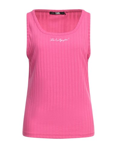 Karl Lagerfeld Woman Tank Top Fuchsia Size L Polyester, Viscose, Elastane In Pink