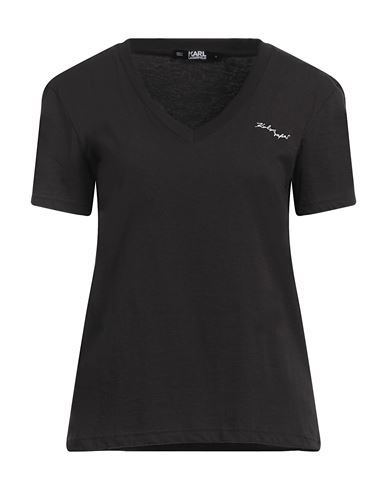 Karl Lagerfeld Woman T-shirt Black Size L Organic Cotton In Black