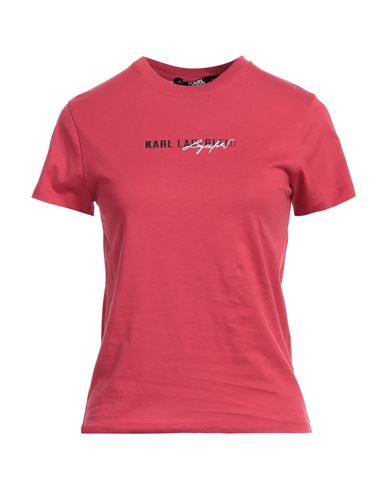 Karl Lagerfeld Woman T-shirt Red Size L Organic Cotton In Red