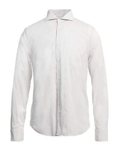 Fedeli Man Shirt Light Grey Size 17 Cotton, Elastane In White