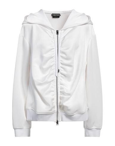 Tom Ford Woman Sweatshirt White Size 2 Viscose, Polyester, Polyamide, Elastane, Calfskin