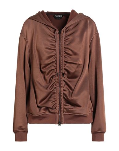 Tom Ford Woman Sweatshirt Camel Size 8 Viscose, Polyester, Polyamide, Elastane, Calfskin