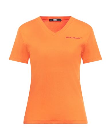 Karl Lagerfeld Woman T-shirt Orange Size M Organic Cotton, Elastane In Orange