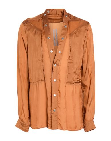 Rick Owens Man Shirt Camel Size 38 Cupro In Brown