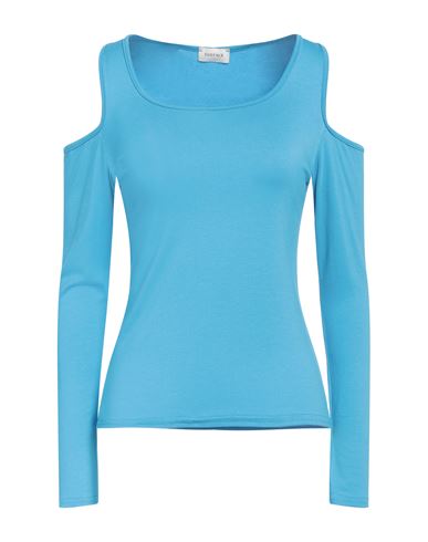 Susy-mix Woman T-shirt Azure Size Onesize Viscose, Elastane In Blue