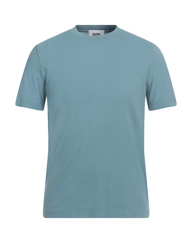 Alpha Studio Man T-shirt Light Blue Size 44 Cotton, Elastane