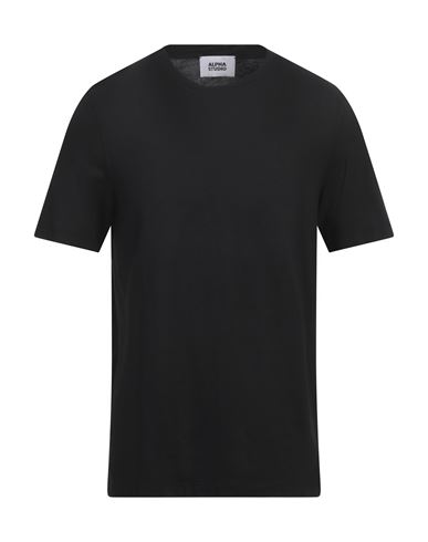 Alpha Studio Man T-shirt Black Size 48 Cotton, Elastane