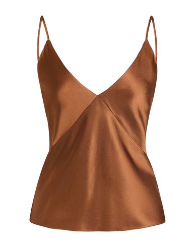 Pomandère Woman Top Brown Size 10 Acetate, Viscose