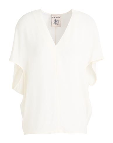 Semicouture Woman Top Ivory Size 10 Acetate, Silk In White