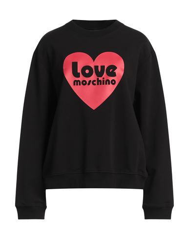 Love Moschino Woman Sweatshirt Black Size 10 Cotton, Elastane In Black