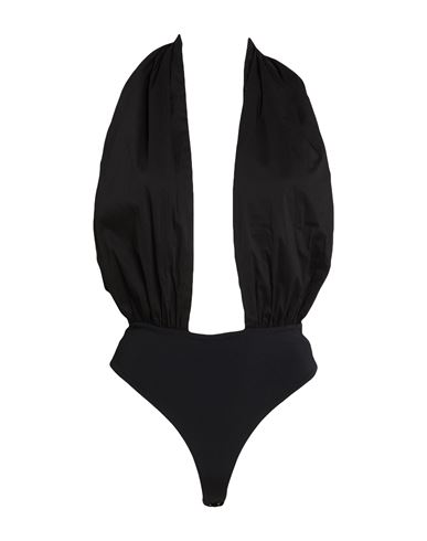 JIJIL JIJIL WOMAN BODYSUIT BLACK SIZE 4 COTTON, POLYAMIDE, ELASTANE, POLYESTER 