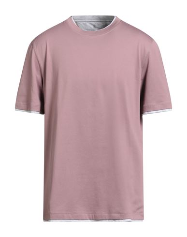 Brunello Cucinelli Man T-shirt Mauve Size 3xl Cotton In Pink