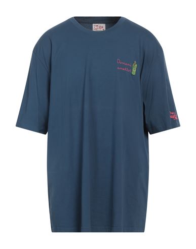 Mc2 Saint Barth Man T-shirt Slate Blue Size M Organic Cotton In Blue
