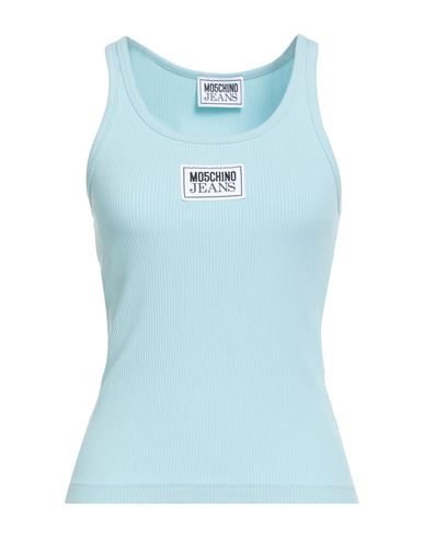 Moschino Jeans Woman Tank Top Sky Blue Size Xl Viscose, Elastane In Blue