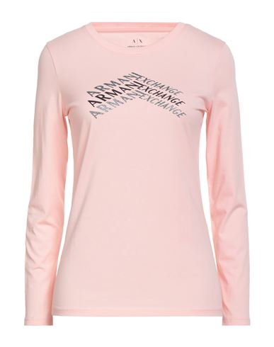 Armani Exchange Woman T-shirt Light Pink Size M Cotton In Gold