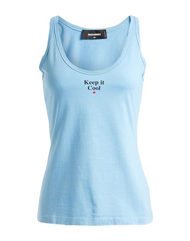 Dsquared2 Woman Tank Top Light Blue Size Xs Cotton