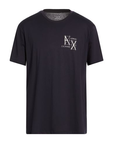 Armani Exchange Man T-shirt Midnight Blue Size Xxl Cotton In Blue