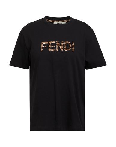 FENDI FENDI WOMAN T-SHIRT BLACK SIZE S COTTON 