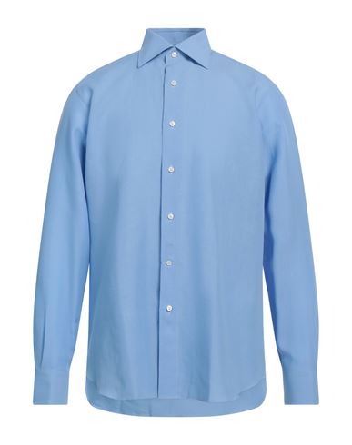 Fray Man Shirt Light Blue Size 17 Linen In Blue