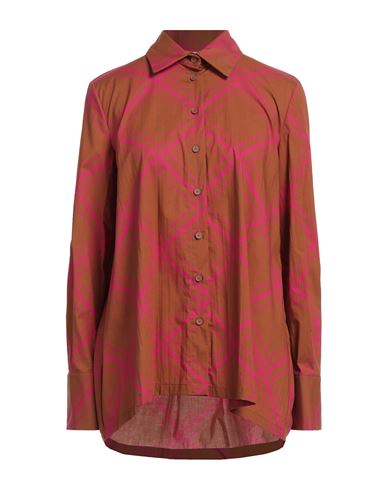 Liviana Conti Woman Shirt Brown Size 6 Cotton, Elastane In Brown