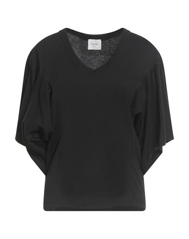 Alysi Crème Woman T-shirt Black Size 6 Cotton