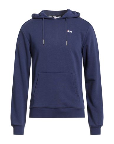 Fila Man Sweatshirt Blue Size S Cotton, Polyester In Blue