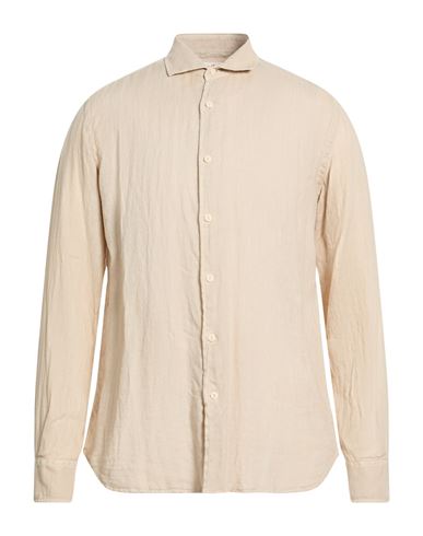 Mc2 Saint Barth Man Shirt Sand Size M Linen In Brown