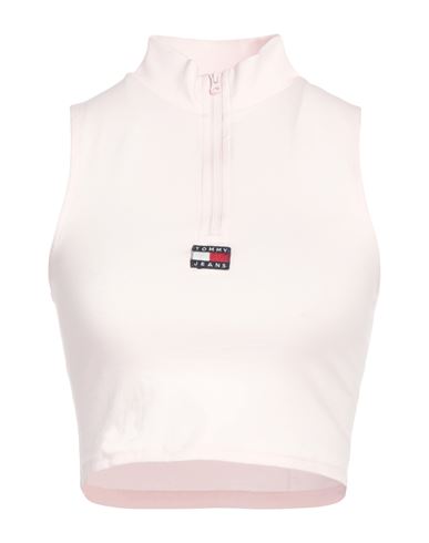 Tommy Jeans Woman Top Pink Size L Cotton, Elastane In Pink