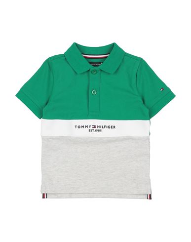 Tommy Hilfiger Man Polo Shirt Green Size 12 Cotton, Elastane In Green