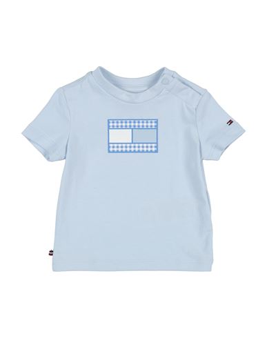 Tommy Hilfiger Man T-shirt Sky Blue Size 18 Cotton, Elastane In Blue