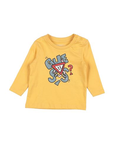 Guess Man T-shirt Marigold Size 18 Cotton In Yellow