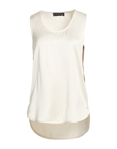 Icona By Kaos Woman Top Ivory Size 8 Viscose In White