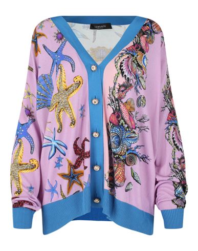 Tresor De La Mer Print Silk Cardigan Woman Sweatshirt Multicolored Size 12 Silk