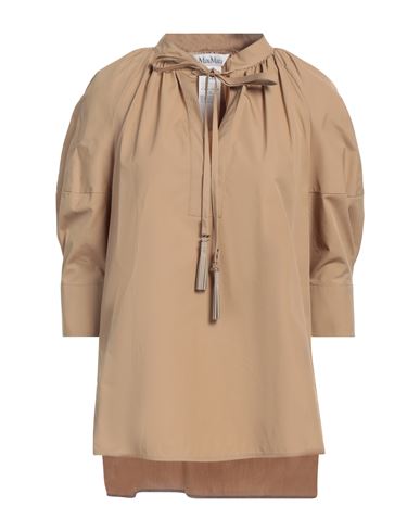 Max Mara Woman Top Camel Size 6 Cotton In Beige