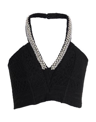 Liu •jo Woman Top Black Size 4 Cotton, Polyamide, Elastane In Black