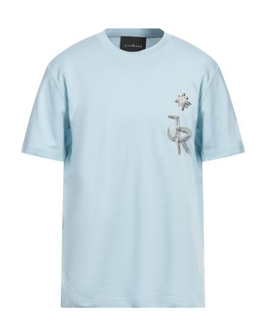 John Richmond Man T-shirt Sky Blue Size 3xl Cotton In Blue