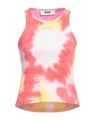 Msgm Tie-dye Ribbed Tank Top In Red