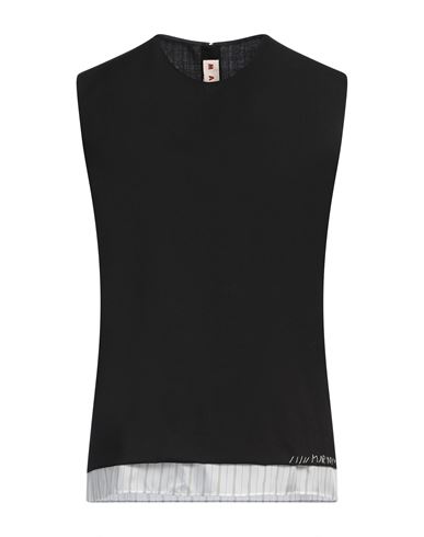 Marni Sleeveless Stripe-detail Layered Blouse In Black