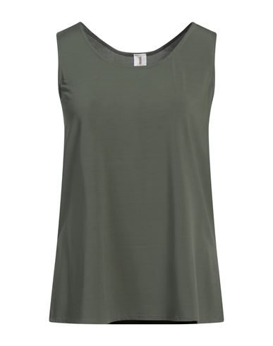 1-one Woman Tank Top Military Green Size 8 Viscose, Elastane In Green