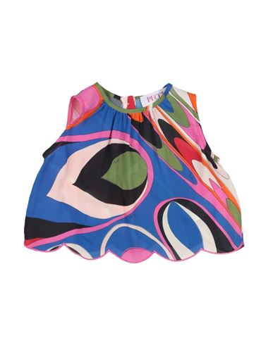 Pucci Toddler Girl Top Blue Size 9 Viscose, Polyester In Blue