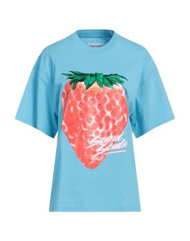 Stand Studio Woman T-shirt Sky Blue Size M Organic Cotton In Blue
